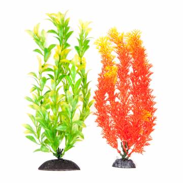 AQUATOP PD-BH66 10 Inch 2-Pack Multi-colored Orange and Green with Highlights Plant Decor