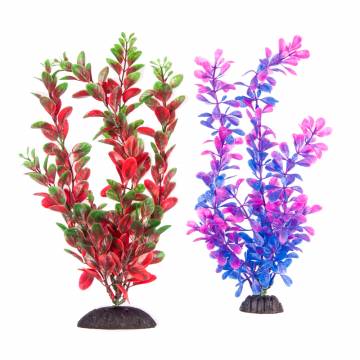 AQUATOP PD-BH68 10 Inch 2-Pack Multi-colored Purple with Pink and Green with Red Plant Decor