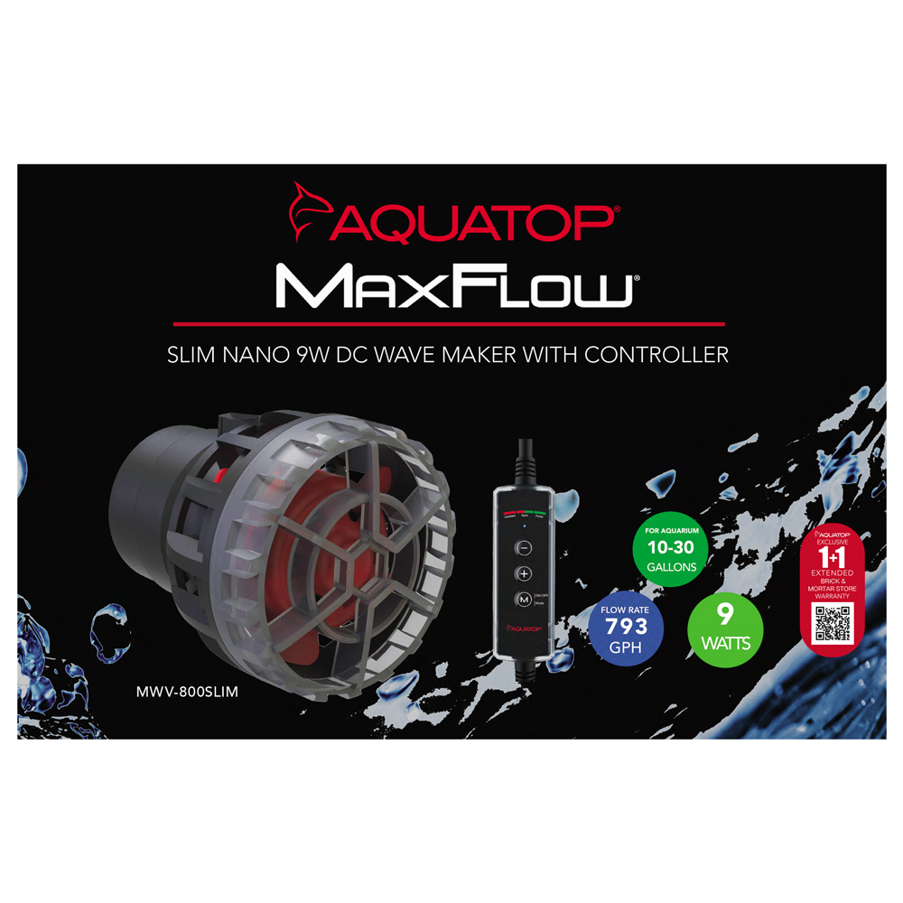 AQUATOP MaxFlow Slim Nano Wave Maker with Controller 9W, 793GPH MWV-800SLIM